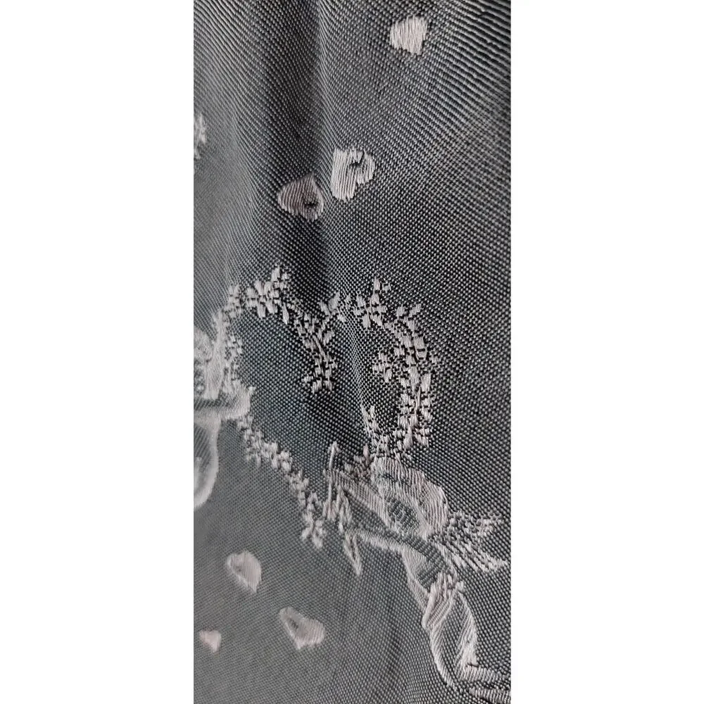 Vntg Soft Pink Gray Reversible Cupid Hearts Valentine Silk Scarf France 42x12